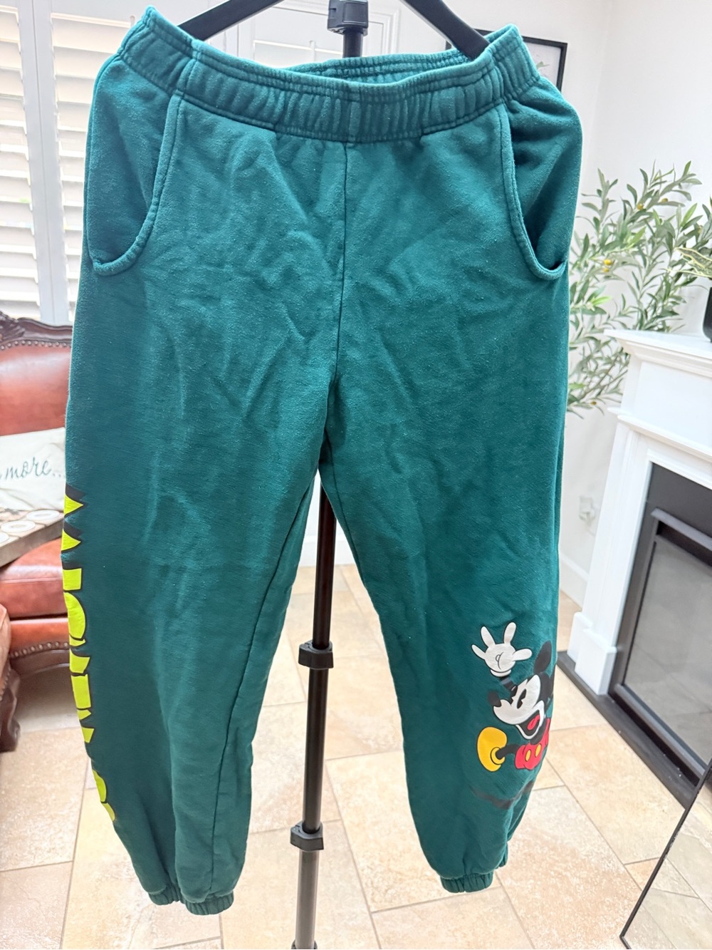 Green Mickey Mouse Graphic Jogger Sweatpants